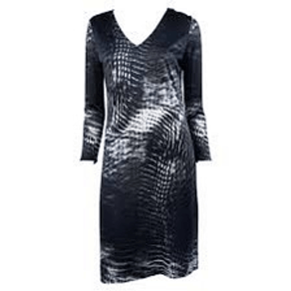 Gucci X Tom Ford Vintage S/S 2000 Abstract Print Long Sleeve V Neck Dress SZ 42